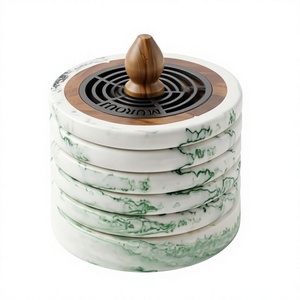 Art Empire Exports – Brûleur d'encens portable minimaliste en résine blanche et bois de séquoia, pour encens indien et parfum d'Oud arabe - Product Image 1