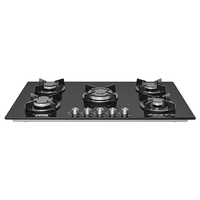 WINNINGSTAR ST-5660 Table de Cuisson à Gaz Noire en Verre Trempé, 5 Brûleurs, Vente Chaude, pour Cuisine