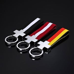 Llavero de coche personalizado con colgante de cadena de nailon tejido tricolor para regalo promocional - Product Image 4