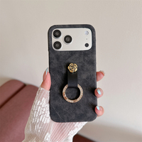 Étui de téléphone en cuir de luxe sans bordure avec anneau de transport pour iPhone 18 17 16 15 14 Plus 13 12 11, coque antichoc avec support