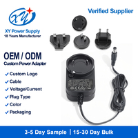 Alimentation électrique AC/DC 24V 1A 24W avec prises murales interchangeables US EU UK AU, adaptateur à verrouillage rotatif pour l'électronique OEM