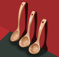 Cuillère en bois artisanale de grande taille, 26,5 cm de long, pour soupe, congee, fondue