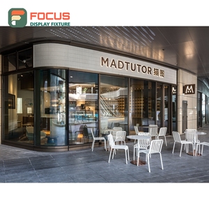 เคาน์เตอร์บริการร้านกาแฟขนาดใหญ่ ผิวลามิเนตไม้ พร้อมช่องใส่ฝาแก้วและเครื่องปรุงรส เคาน์เตอร์ร้านกาแฟเชิงพาณิชย์ - Product Image 5