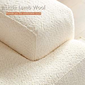 Sofá Curvo de Tres Plazas para Salón, Modelo Teddy, con Estructura de Madera Maciza Blanca y Tapicería de Esponja Suave - Product Image 3