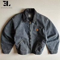Veste de travail ample LARSUR en toile de canard robuste, style vintage, avec doublure Sherpa, inspirée des vestes de travail de Detroit, idéale pour les charpentiers et les tâches manuelles.