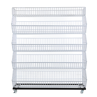Étagères métalliques empilables durables à 4 niveaux, étagères en fil métallique pliables avec paniers en fil métallique à ouverture angulaire pour usage en garage