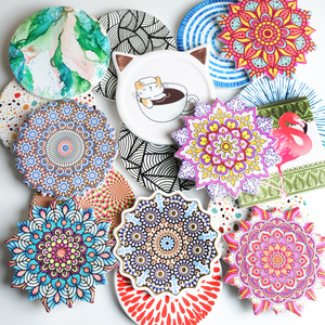 Wholesale Creative Vintage Insulation Ceramic Coasters Easy Clean Home Table Mats Promotional Coaster Maker for Drinks