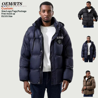 Doudoune Matelassée à Capuche pour Homme Imperméable, Respirante et Coupe-Vent, Col Montant, Rembourrée Hiver, Noire en Nylon, Extérieure Personnalisable