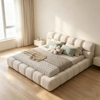 Lit capitonné moderne de taille King avec revêtement en tissu et cadre en bois de pin, sommier, garantie 3-5 ans