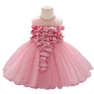 Per bambine gonna a sbuffo in pizzo per bambine abito da principessa ricamato per bambini bianco rosa per i più piccoli abiti da festa per ragazze - Product Image 1