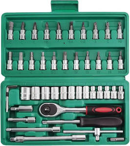 46 Pcs Ratchet Socket <b>Wrench</b> Set Heavy Duty Hand Tools Auto <b>Car</b> Repair Kit - Product Image 4