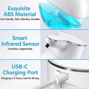 Distributeurs de savon sans contact en plastique ABS, 400 ml, distributeurs de savon intelligents à capteur infrarouge, pompe à savon pour cuisine et salle de bain - Product Image 2