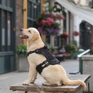 Imbracatura tattica regolabile in tessuto Oxford maglia traspirante con borsa per cani di grossa taglia escursionismo di salvataggio - Product Image 3