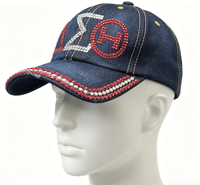 Casquette de baseball en jean personnalisée avec strass, pour femme, tendance, pour l'extérieur et les voyages, avec strass brillants
