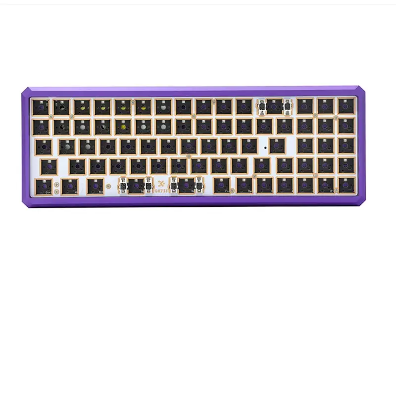 Kit Diy de teclado mecánico, caja de plástico para portátil, CNC, Usb, púrpura, USB, tipo C, RGB, con cable T/T, venta directa de fábrica