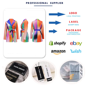 Mới Nhất Thiết Kế Mùa Thu Phụ Nữ Văn Phòng Dresses Cầu Vồng In Ấn Khăn Choàng Cổ Áo Phù Hợp Với Ăn Mặc Phụ Nữ Tie Dye Blazer Dress - Product Image 3