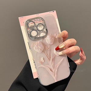 XP104 tulipani <span class=keywords><strong>rosa</strong></span> pallido custodia per telefono adatto per <span class=keywords><strong>iPhone</strong></span> 17PROMAX 16PLUS 15PRO 14 <span class=keywords><strong>13</strong></span> 12 11 nuovo - Product Image 2