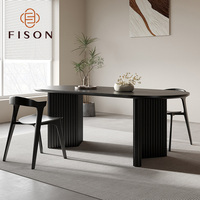 Table à manger ovale en chêne massif noir, style minimaliste nordique, scandinave, moderne français, 6 places