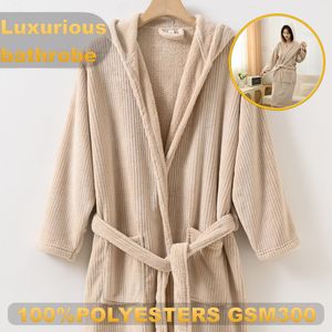 Luxury Microfiber Coral Fleece Bathrobe with logo Custom Absorbent Coral Velvet Unisex Robe Quick Dry <strong>Housecoat</strong> <strong>for</strong> <strong>Women</strong> Men - Product Image 3
