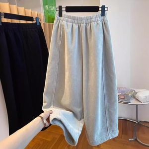 Corduroy Trousers Women Thickened Wide Leg Loose Straight Crop Casual <b>Pants</b> Autumn Winter 2025 Fleece <b>Lined</b> Micro Elasticity - Product Image 1