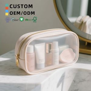 Customize Size PVC Cosmetic <b>Bag</b> Portable <b>Transparent</b> <b>Makeup</b> Organizer Soft Zipper Wash <b>Bag</b> for Travel Women Daily Essentials - Product Image 1