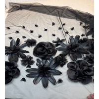 Kain Lace Prancis Warna Ungu Berkualitas Tinggi dengan Bunga 3D, Bordir Tulle, Kain Mesh Nigeria untuk Gaun Pengantin