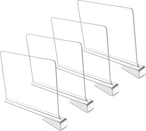 Separadores de Acrílico Transparente para Estantes de Gabinetes, Organizador de Plástico para Ropa, Bolsos y Estantes de Madera - Separadores de Almacenamiento Multiusos - Product Image 1