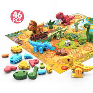 46 Piezas de Rompecabezas 3D de Plástico STEM, Juguetes de Dinosaurios, Bloques de Construcción de Dinosaurios para Niños con Alfombra - Product Image 2