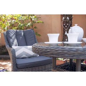 Miami Lawn Classics Juego de comedor redondo de ratán para 4 personas Marrón Moderno Balcón Muebles Ocio <span class=keywords><strong>Terraza</strong></span> Patio Silla exterior para cafetería - Product Image 5