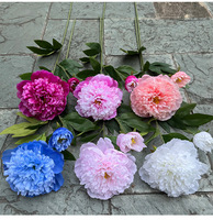 Tiges de pivoines artificielles en gros, 2 têtes, bouquet de fleurs en soie imitation pivoine pour la décoration de lieux de mariage et l'aménagement intérieur