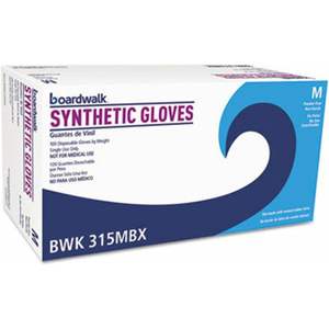Gants jetables en vinyle synthétique crème Boardwalk BWK315MCT, 4 mil, sans poudre, taille moyenne - 1000 par carton - Product Image 2