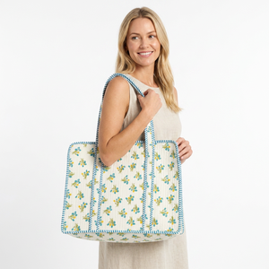 Sac fourre-tout en coton bleu imprimé, sac fourre-tout tendance et simple à motif léopard, sac à main en toile, produit en vrac - Product Image 1