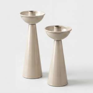 Elegante Juego de Portavelas Cónicos de Metal Blanco, Candelabros Decorativos para Mesa, Centro de Mesa Moderno para Decoración del Hogar - Product Image 1
