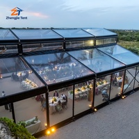 Tenda Pameran Pernikahan Mewah Berbingkai Aluminium Hitam Elegan, Atap Transparan Tahan Api, Cocok untuk Acara Pesta Luar Ruangan Empat Musim