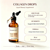 Collagène liquide personnalisé avec vitamine C, saveur fraise, en gouttes, directement de l'usine, pour soutenir la santé des cheveux, de la peau et des ongles au quotidien.