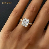 Bague classique en argent S925 avec pierre de moissanite taille radiant 1ct 2ct 3ct 4ct 5ct pour commande en gros sous marque privée pour hommes