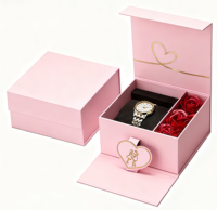 Boîte d'emballage de montre-bracelet de luxe personnalisée, coffret cadeau exquis pour les amoureux, cadeaux surprise pour la Saint-Valentin avec montre, roses, cœur