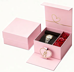 Caja de Embalaje de Reloj de Pulsera de Lujo Personalizada, Exquisito Juego de Caja de Regalo para Regalos Sorpresa para Enamorados en el Día de San Valentín con Reloj, Rosas, Corazón - Product Image 2