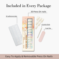 Ongles artificiels à presser ABS Aurora White Ladder Press, durables, forme cercueil, effet brillant