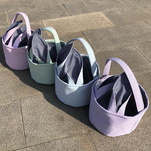 Festivali boş tavşan kumaş şemsiye paskalya kovası pembe tavşan kulak paskalya yumurta sepeti - Product Image 5
