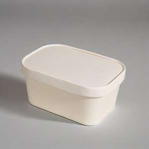 Boîte de nourriture à emporter rectangulaire de qualité alimentaire Bol à nourriture en papier Bol à salade carré en papier Conteneur à emporter avec couvercles - Product Image 1