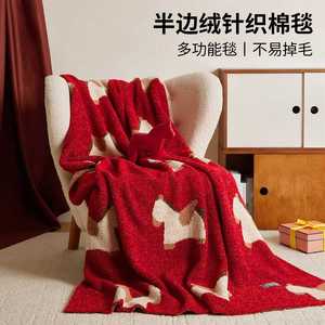 Manta roja de Año Nuevo, rectangular, 130x160cm, con diseño de personajes, de poliéster, regalo para invierno, funda gruesa para sofá. - Product Image 4