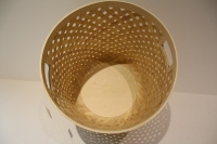 Panier de rangement cylindrique en bois tressé fait main avec poignée pour la maison, le linge, les couvertures et les jouets