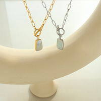 Parure de bijoux en acier inoxydable style océan estival, collier et boucles d'oreilles en coquillage blanc avec fermoir OT, plaqué or pour femme