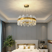 Lustre en cristal italien de luxe léger, style moderne simple crème, 2025, restaurant, célébrité d'Internet, chambre à coucher, salon, lampes