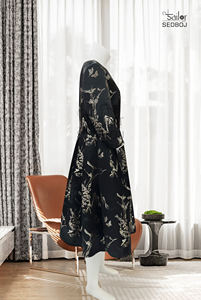 Robe <span class=keywords><strong>de</strong></span> soirée simple noire en jacquard, coupe trapèze, longueur genou, 100 % polyester, imprimé floral, grande taille, pour <span class=keywords><strong>la</strong></span> mère <span class=keywords><strong>de</strong></span> <span class=keywords><strong>la</strong></span> mariée, personnalisable sur mesure - Product Image 3