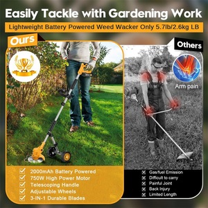 Tondeuse à gazon sans fil 21V avec 2 batteries, tondeuse à gazon à batterie lithium haute puissance, kit de désherbeur de jardin portatif - Product Image 6