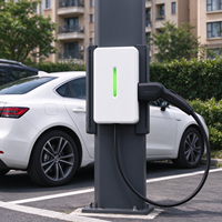Chargeur mural AC 7 kW, station de recharge simple pour voiture électrique avec lumière LED verte, câble Type 2, étanche IP65, utilisation en extérieur