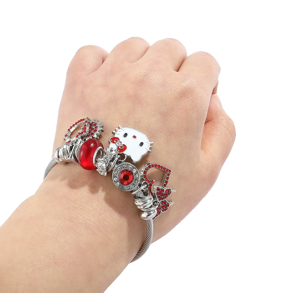 Brazalete de Metal ajustable Kawaii, accesorios de dibujos animados de Anime geométricos a la moda, regalos de fiesta para mujeres y niñas