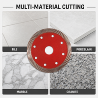 Lame diamantée turbo ultra-mince OEM à revêtement rouge, sans éclats, pour la découpe à chaud de carreaux de porcelaine vitrifiée pleine masse pour la finition.